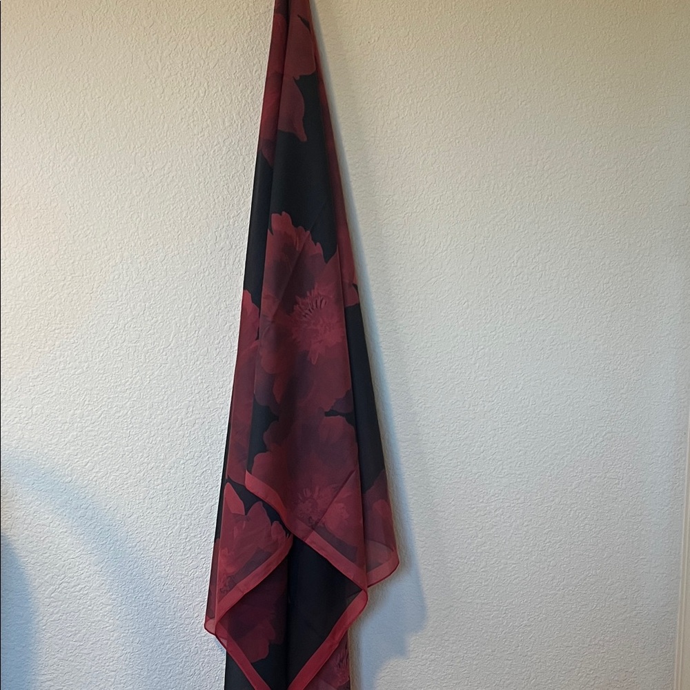 Calvin Klein Collection Red and Black Floral Scarf